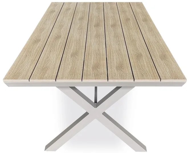Bézs Kerti Asztal, Alumínium Váz + Polywood Lap. AZT-S1510 OAK