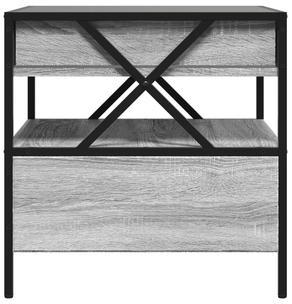 szürke sonoma végtelen hatású LED-es dohányzóasztal 50x50x51 cm