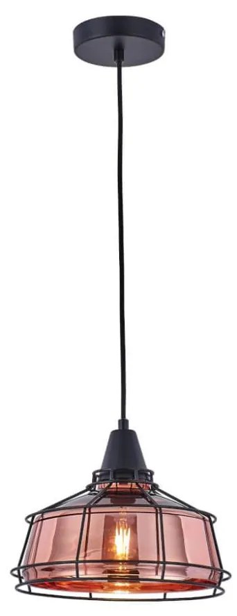 Klausen 111007 - Csillár zsinóron FACTORY 1xE27/11W/230V rose gold/fekete