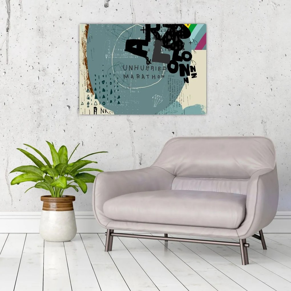 Üveg kép - Repülő léggömb szivárvánnyal (70x50 cm)