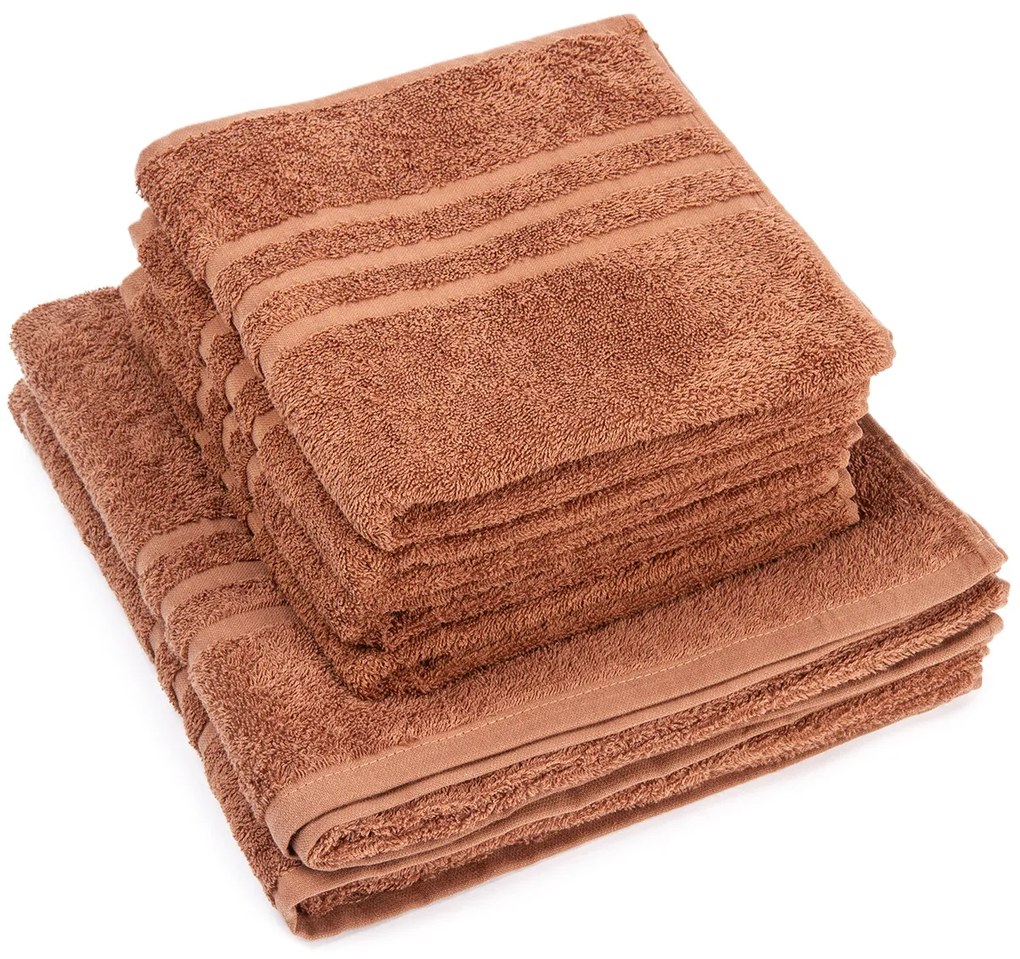Classic kéztörlő és törölköző szett, barna, 4 db 50 x 100 cm, 2 db 70 x 140 cm, 4 db 50 x 100 cm, 2 db 70 x 140 cm