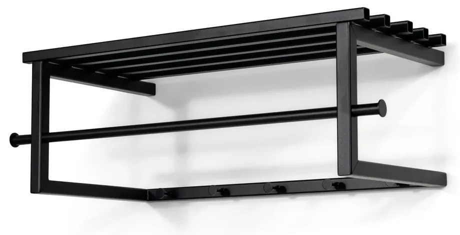 Fekete fém fali fogas polccal 76 cm Marco – Spinder Design