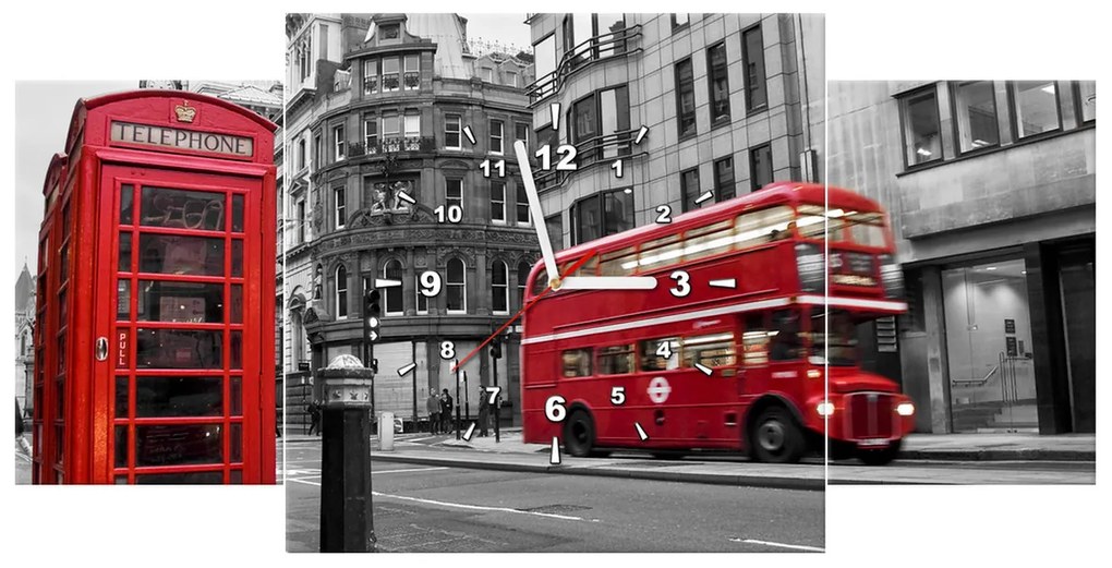 Gario Órás falikép Telefonfülke Londonban UK - 3 részes Méret: 80 x 40 cm