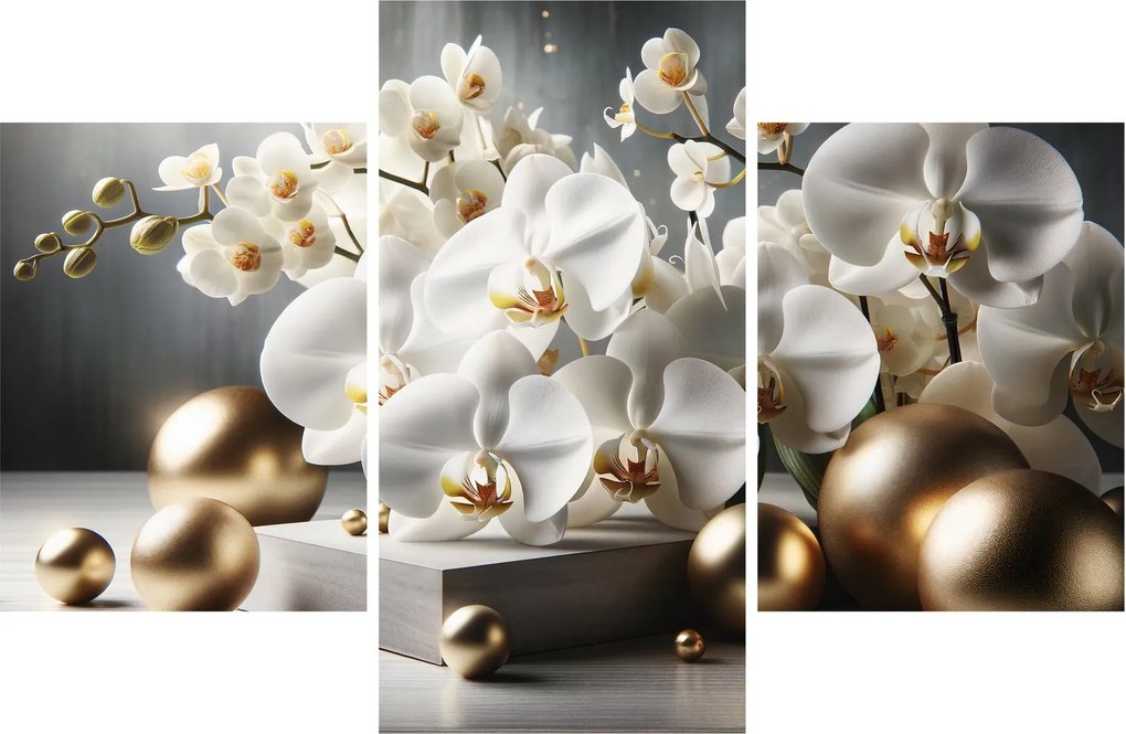 Kép - Orchidea és aranygolyók (90x60 cm)