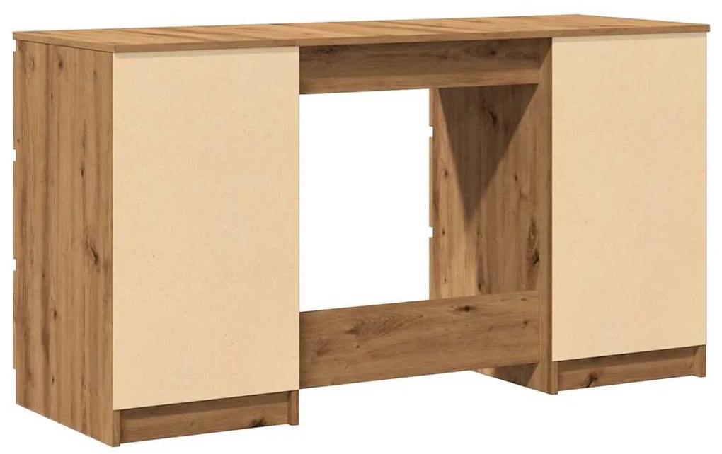 kézműves tölgy színű szerelt fa íróasztal 140 x 50 x 77 cm