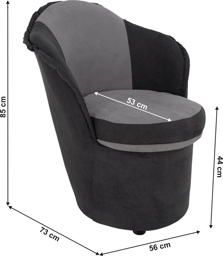 Fotel tárhellyel, sötétszürke/világosszürke, PERSI