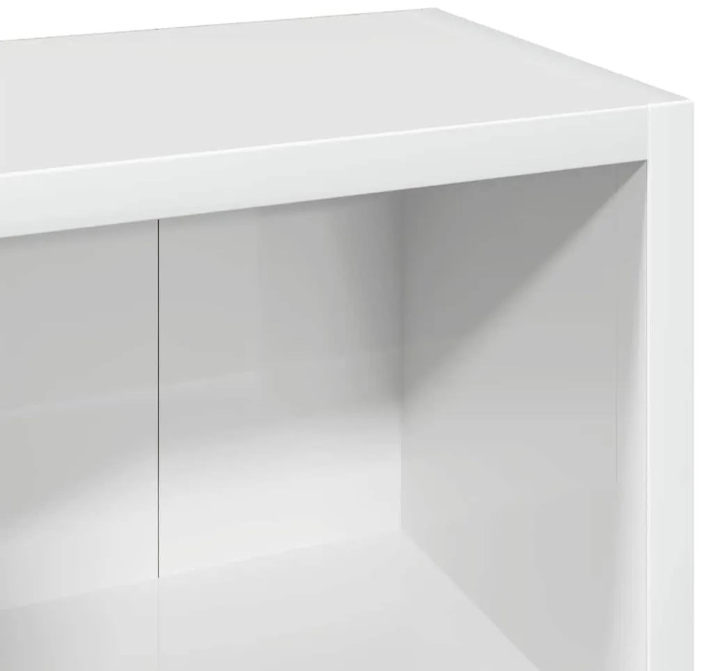 2 db magasfényű fehér forgácslap CD-szekrény 21 x 16 x 93,5 cm