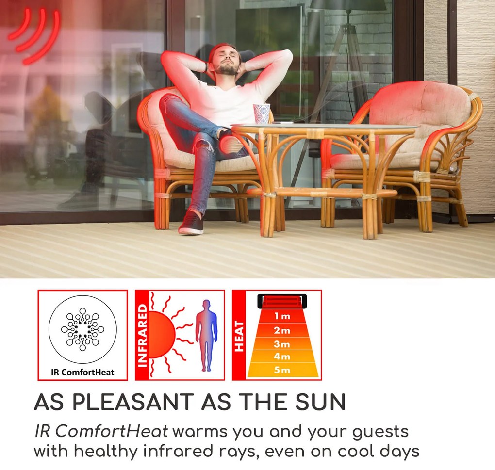 Blumfeldt Heat Guru Turbo, sugárzó fűtőtest, 2000 W, IP54, kültéri használat, napernyőre szerelhető