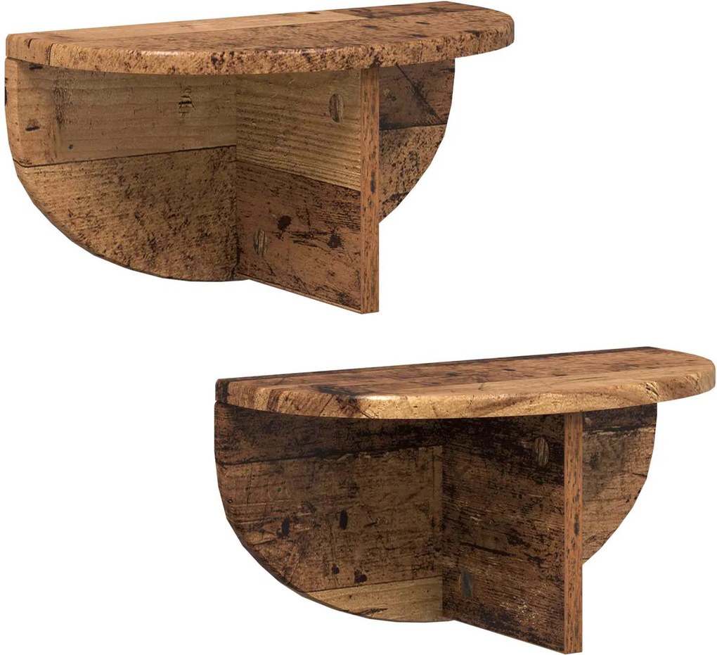 vidaXL Falpolc Falra szerelhető 2 pcs Öreg fa 38 x 19 x 19 cm Faanyag
