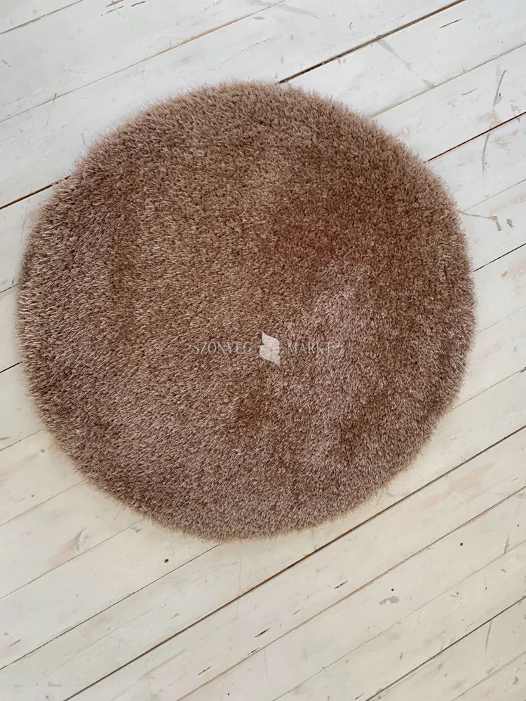 Puffy shaggy kerek szőnyeg Sötét Bézs (Dark Beige) 100x100