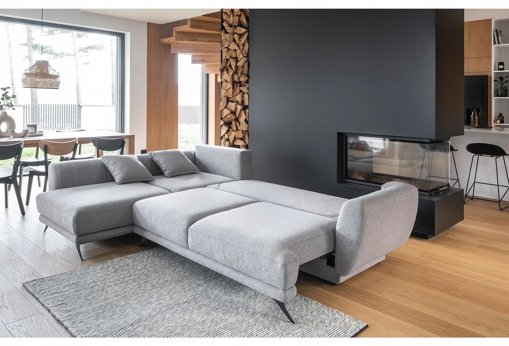 Kinyitható sarokkanapé LARDE, petrolkék Változat: Bal sarok