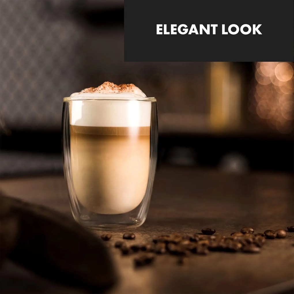 Klarstein Glaswerk Jesolo, thermo poharak dupla üveggel, 350 ml, kézműves, boroszilikát üveg