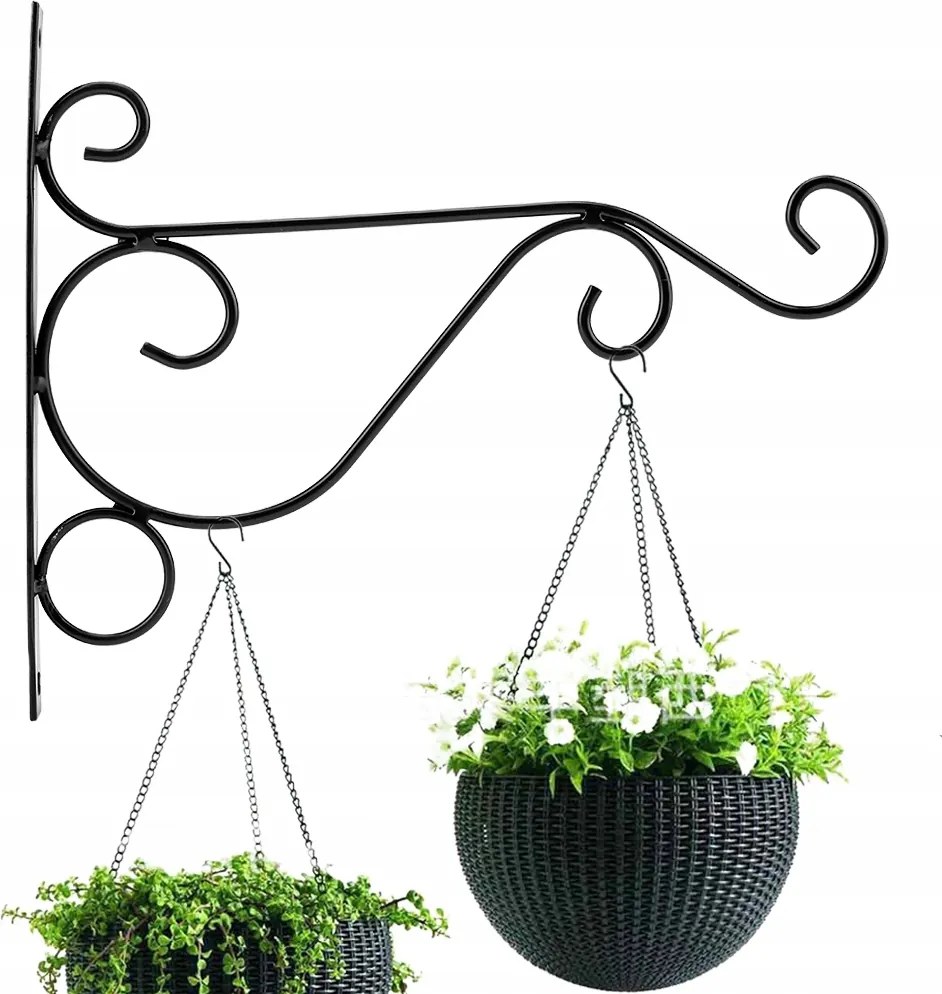 Fém virágtartó konzol, fali virágtartó, dekoratív virágtartó