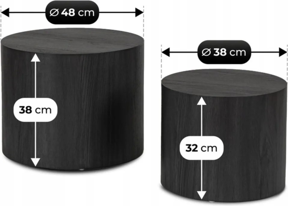 Dohányzóasztal szett fekete színben LEILA