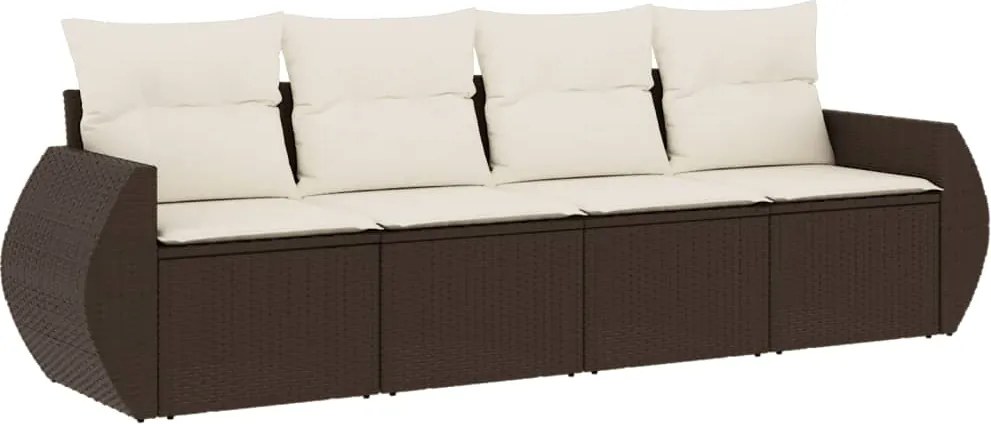 vidaXL 4 részes barna polyrattan kerti ülőgarnitúra párnákkal