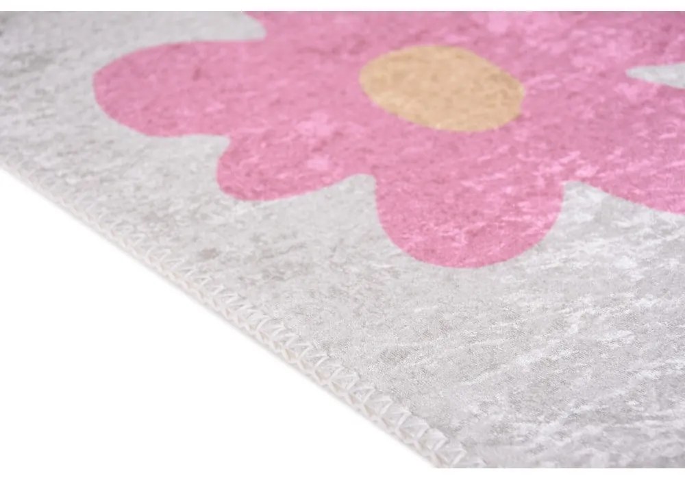 Rózsaszín-elefántcsont színű mosható gyerek szőnyeg 160x230 cm Cute Flowers Pink – Vitaus
