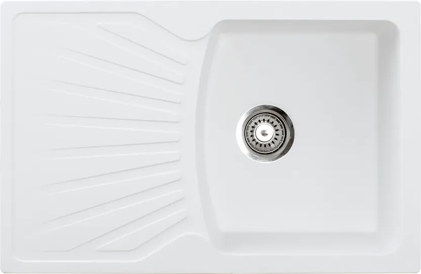 Quadro Plus Metalac 137409 Gránit Mosogatótálca - Extra mély, Csepegtetőtálcás, Fehér
