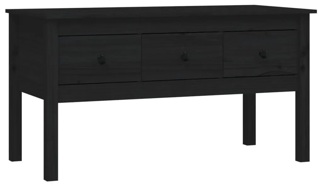 Fekete tömör fenyőfa dohányzóasztal 102 x 49 x 55 cm