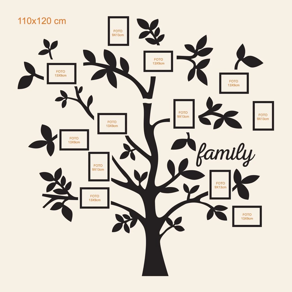 DUBLEZ | Fali fa dekoráció képkeretekkel – Family