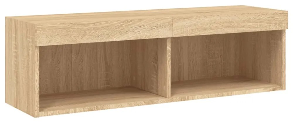 sonoma tölgy színű TV-szekrény LED-világítással 100x30x30 cm