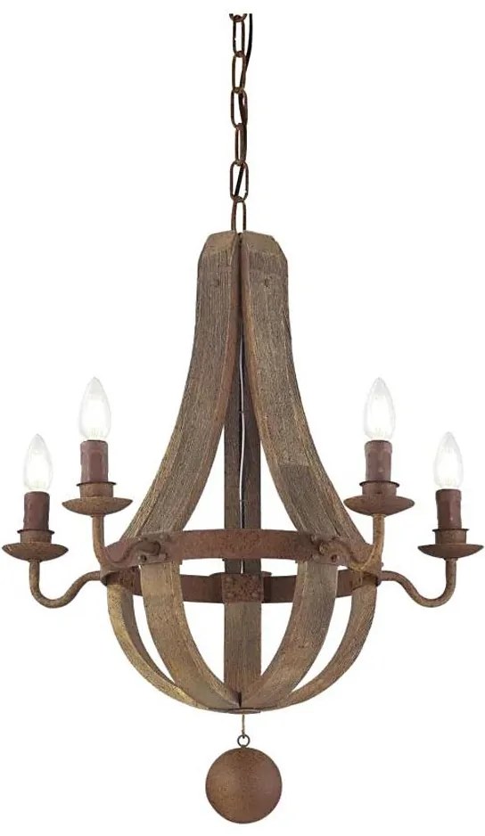 Ideal Lux - Csillár láncon MILLENNIUM 5xE14/40W/230V átm. 52 cm Nyírfa/barna