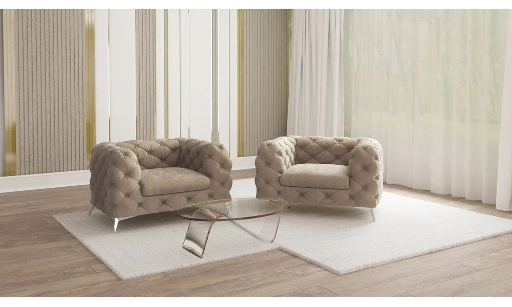 Szürkésbézs bársony fotel Chelsea – Ropez