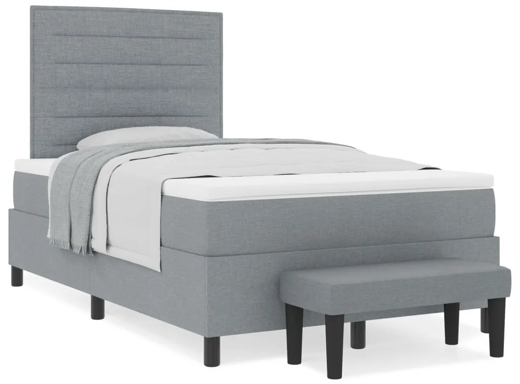 Box Spring Ágy Matraccal és Pad Világosszürke 120x190 cm Szövet