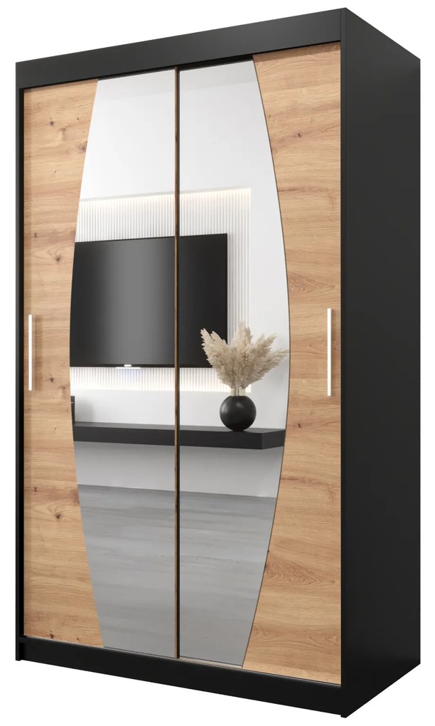 Ruhásszekrény 120 cm Eclipse (matt fekete + artisan tölgy). 1063391