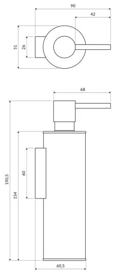 OMNIRES MP60721CR - Szappan adagoló MODERN PROJECT 150 ml fényezett króm
