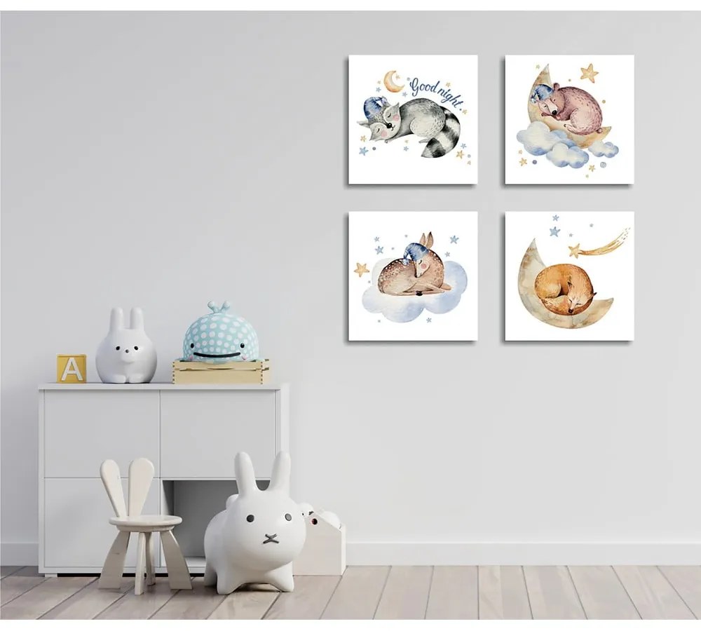 Kép szett 4 db-os 30x30 cm Good Night – Wallity