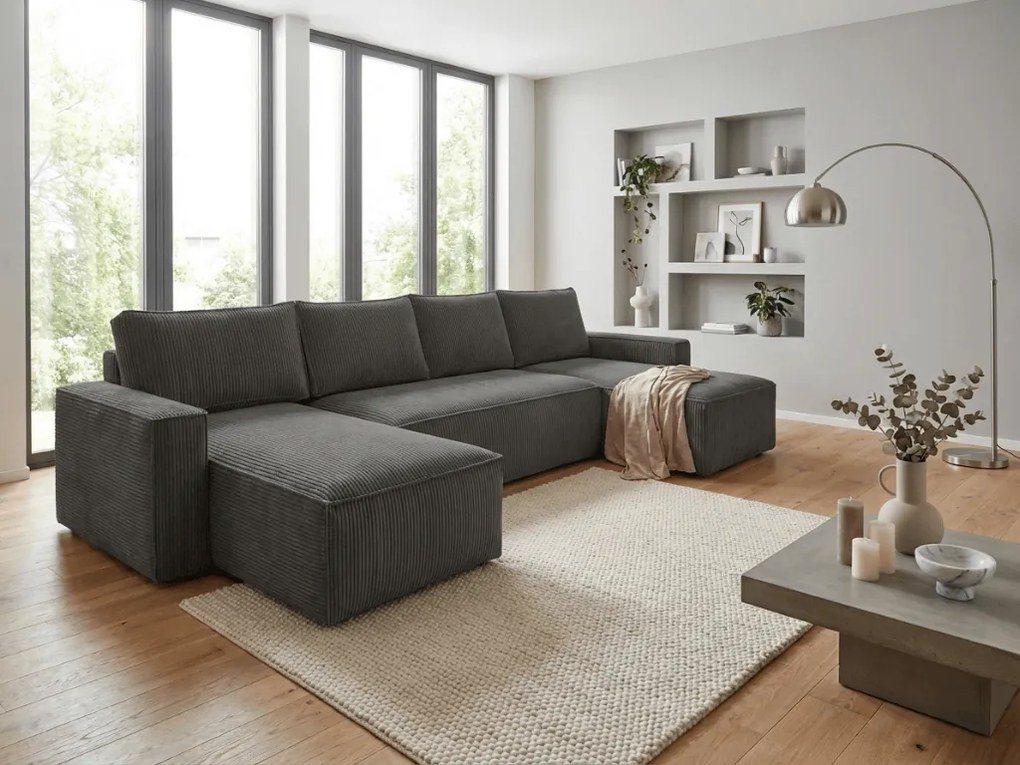 AKCIÓ sötétszürke U alakú ülőgarnitúra SMART COSARO 295x140 cm II. minőség