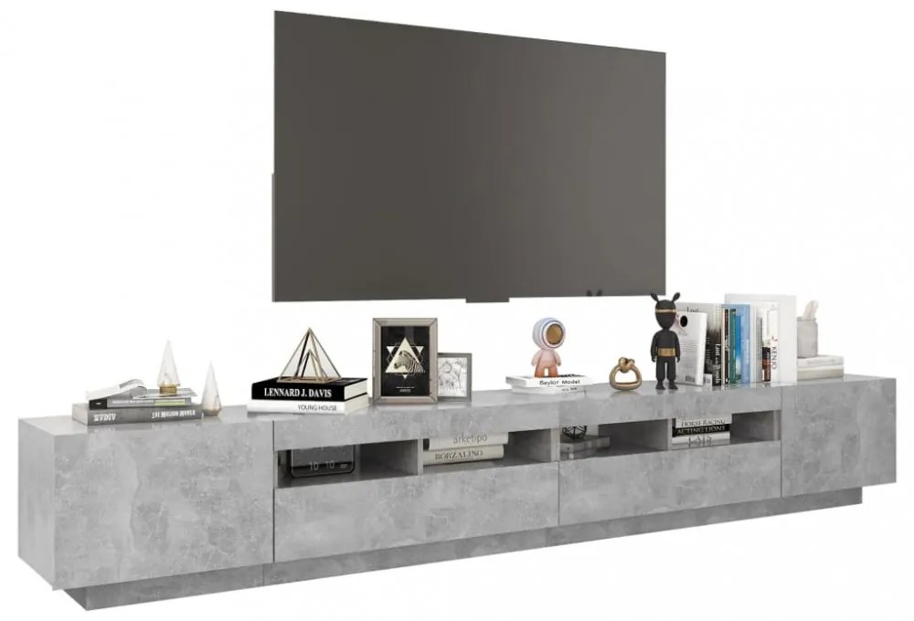 betonszürke TV-szekrény LED-lámpákkal 260 x 35 x 40 cm