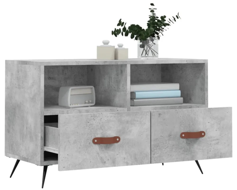 betonszürke szerelt fa TV-szekrény 80 x 36 x 50 cm