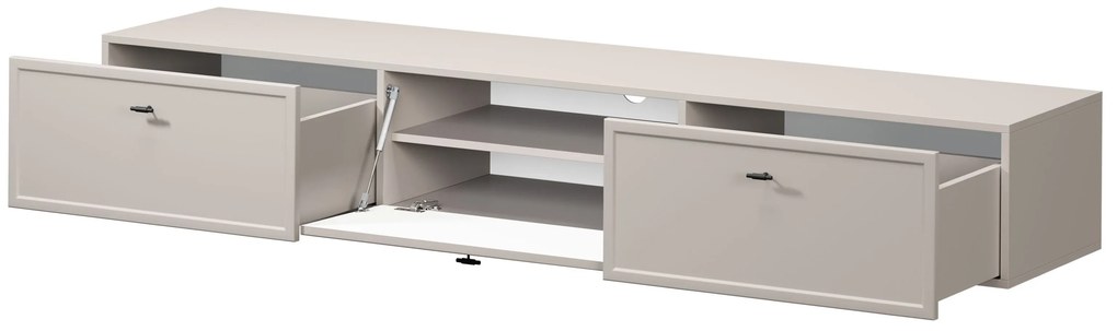 Lorini fali fiókos TV szekrény 200 cm - kasmír / fekete T-bar fogantyúk