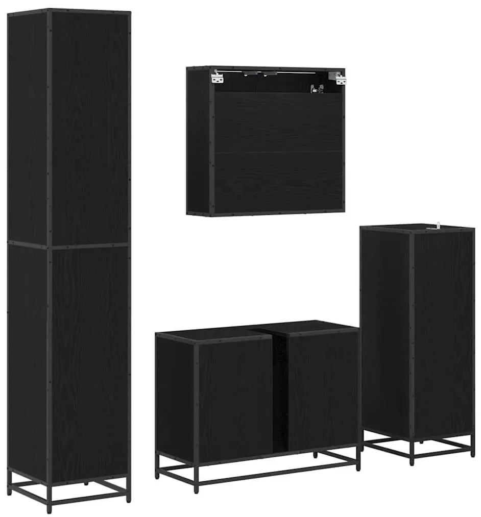 Fürdőszoba bútor szett 4 pcs Musta tammi 80 x 33 x 60 cm