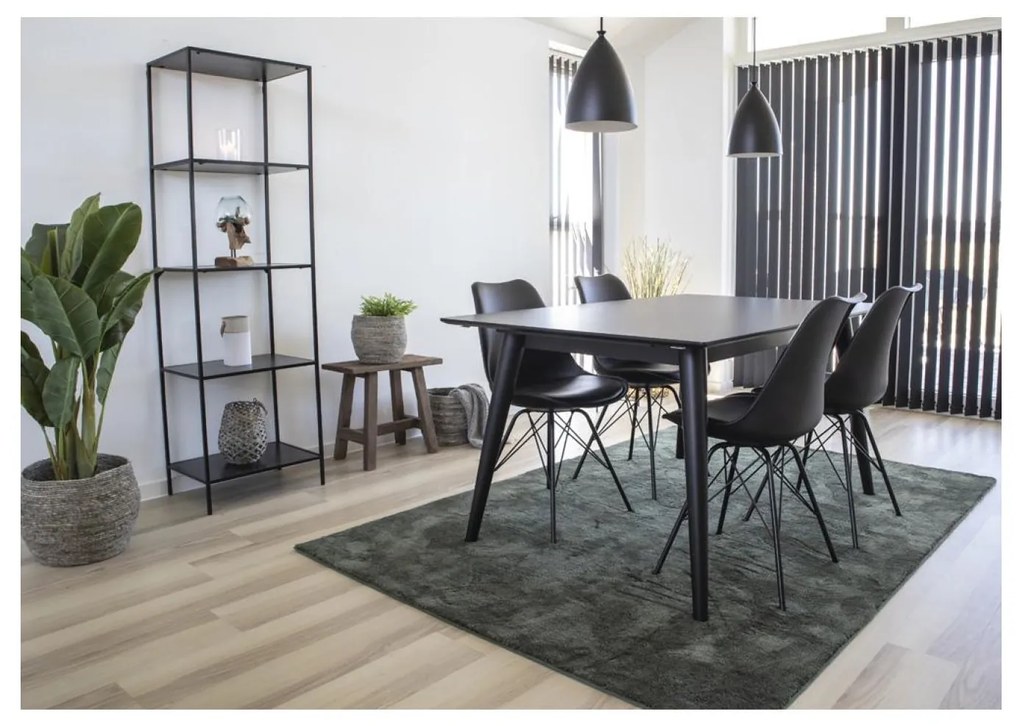 COPENHAGEN fekete bővíthető étkezőasztal fekete lábakkal 150/230cm