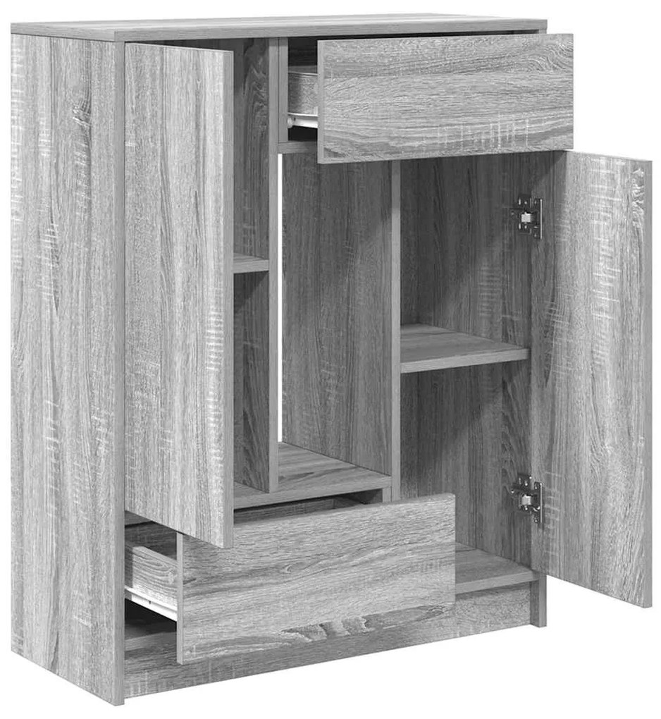 szürke sonoma komód fiókokkal és ajtókkal 73x31x90 cm