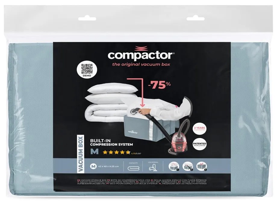 Vákuumos műanyag ruhatároló doboz 42x40x25 cm Blue Edition – Compactor