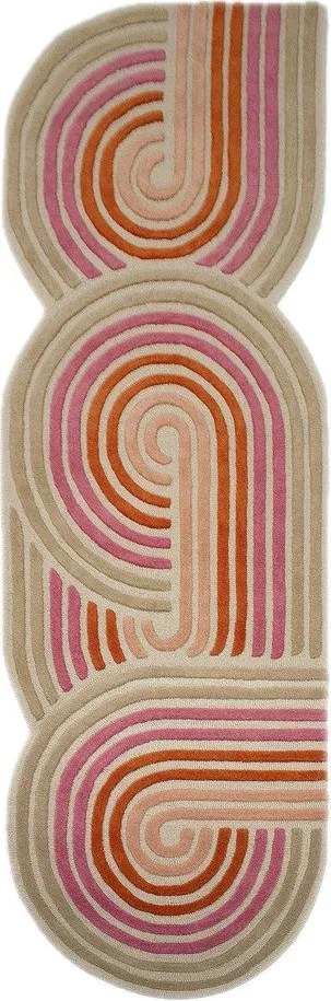Rózsaszín kézi szövésű gyapjú futószőnyeg 80x300 cm Spiral Shaped – Flair Rugs