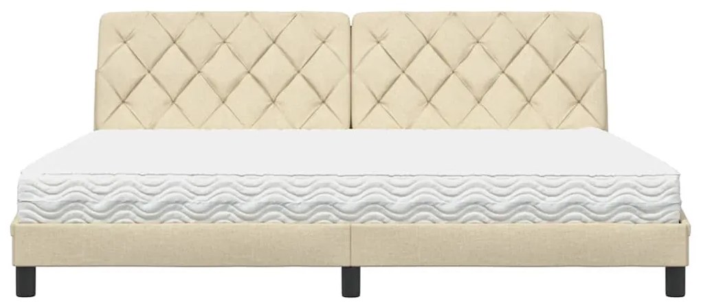 ágy matraccal krém 200x200 cm szövet