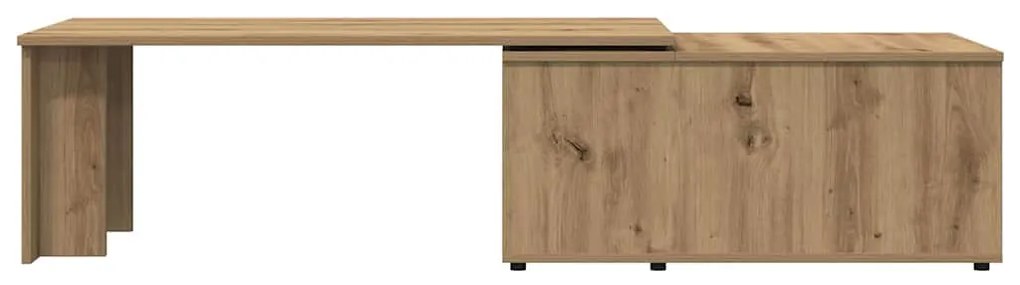 kézműves tölgy színű szerelt fa dohányzóasztal 150x50x35 cm