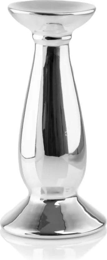 Gyertyatartó Krómozott Kerámia Gyertyatartó 25cm Ezüst