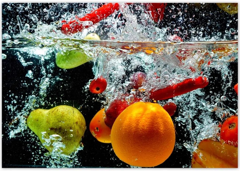 Poszterek 100x70 Gyümölcsök és zöldségek a vízben