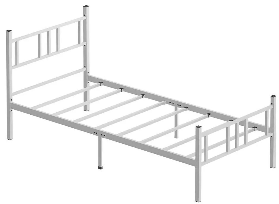 Fém egyszemélyes ágy PIRON 90x200 cm, fehér, teherbírás 120 kg