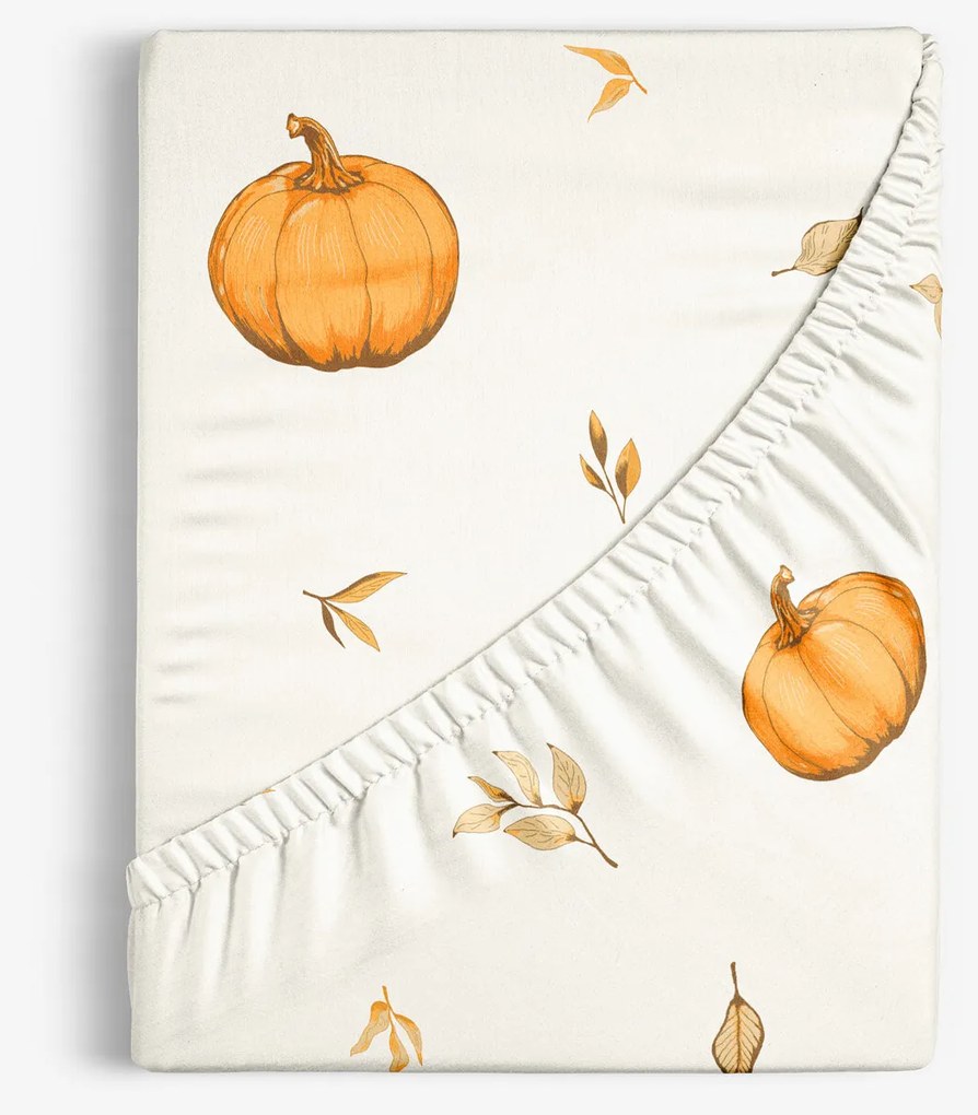 Goldea pamut körgumis lepedő - őszi tökök és levelek 80 x 160 cm