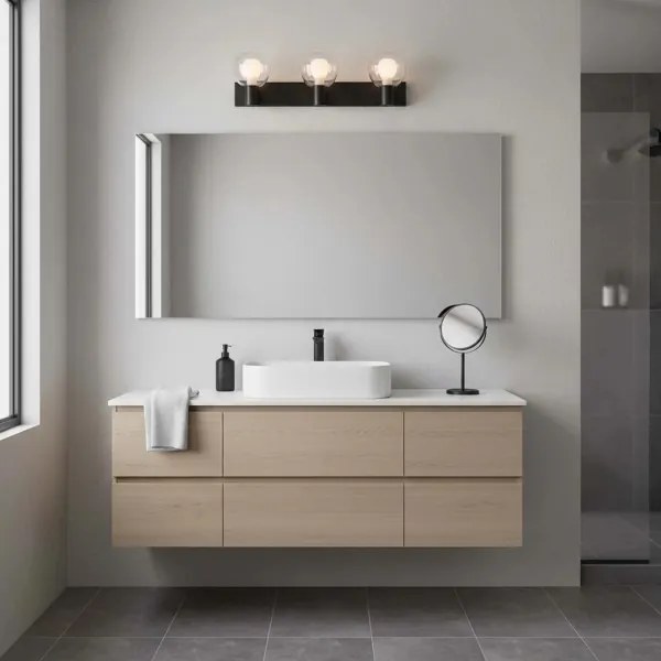 Fürdőszobai fali lámpa POLA 3xG9/5W/230V IP44 fekete/átlátszó