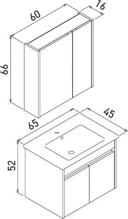 Arno mosdószekrény, 65 cm – TR785PNC1510