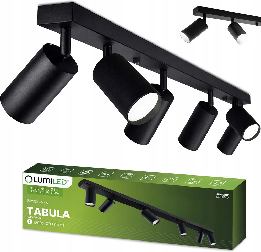 Halogén Mennyezeti Lámpa 6x GU10 Reflektor Lámpatest Led Spot Sín Cső