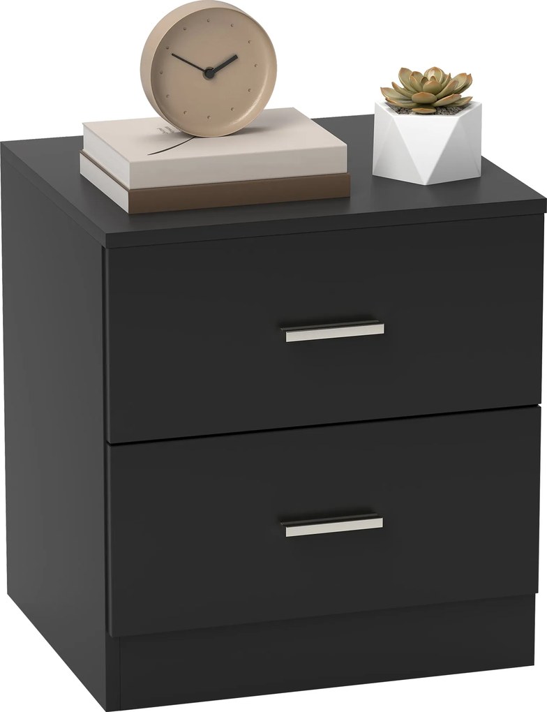 HOMCOM modern éjjeliszekrény, 2 fiókkal, 45 x 39,5 x 49 cm, fekete | Aosom