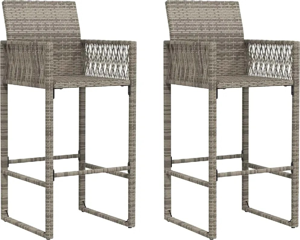 vidaXL 2 db szürke polyrattan kerti bárszék
